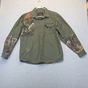 Tallwoods Green Button Up Shirt Camo Panels XXL